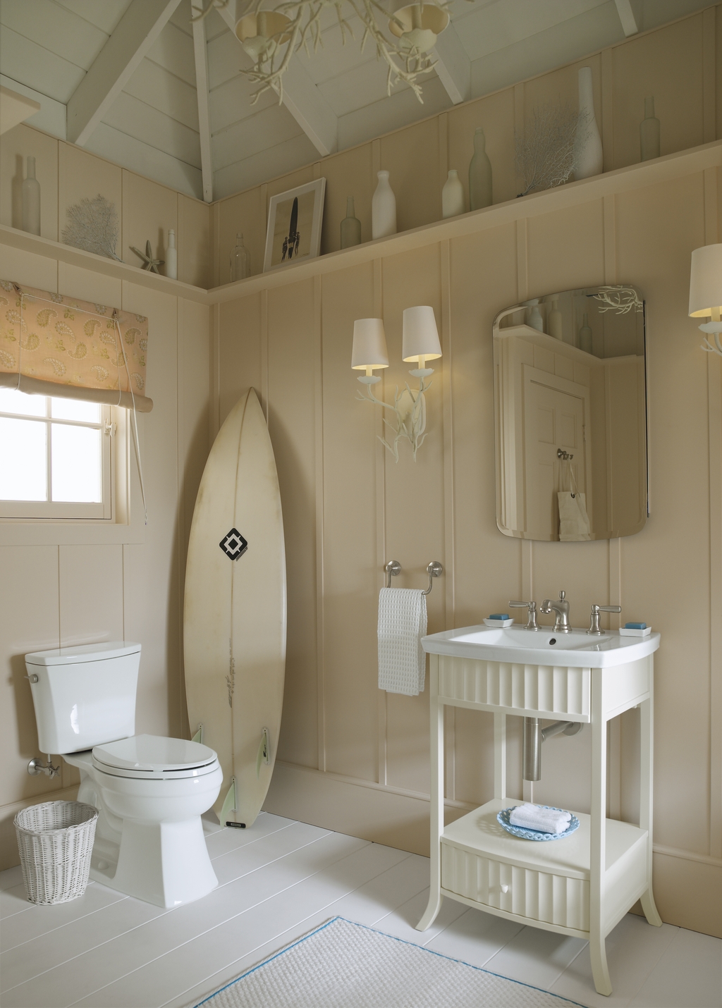 Awesome bathroom interior design nautical theme white solid vanity acrylic closet