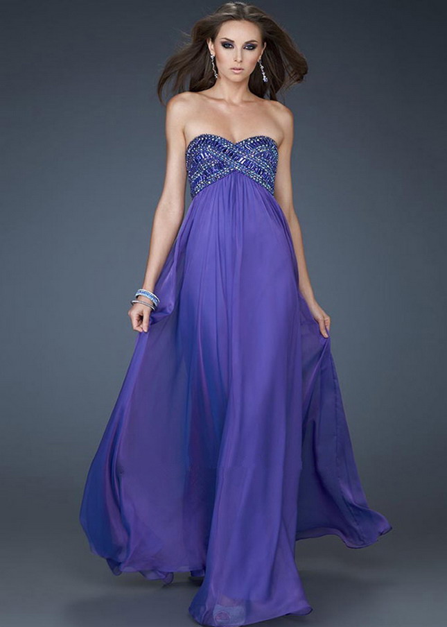 Beaded Long Strapless Midnight Blue Prom Dresses 2015