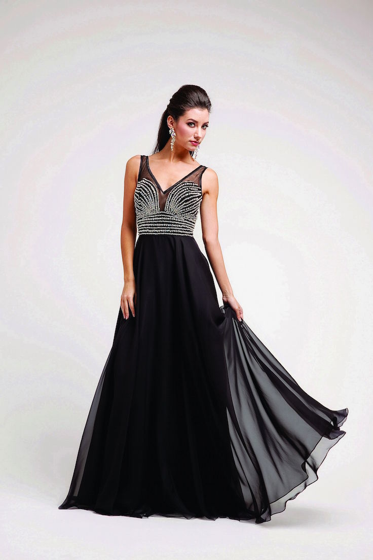 Beaded Strapped Boat Neck Long Sexy Prom Dresses