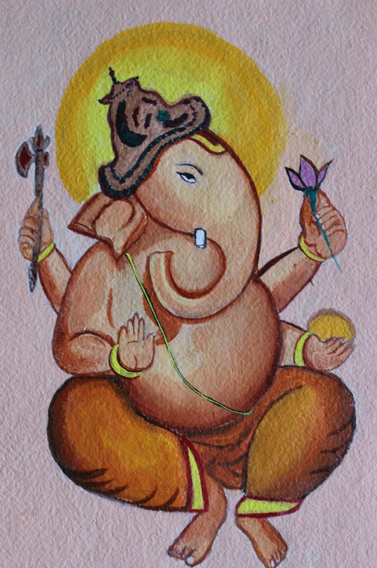 Beautiful Lord Ganesha acrylic portrait painting