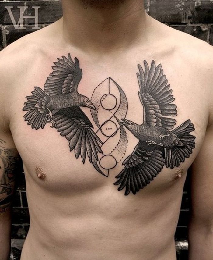Bird chest tattoos men