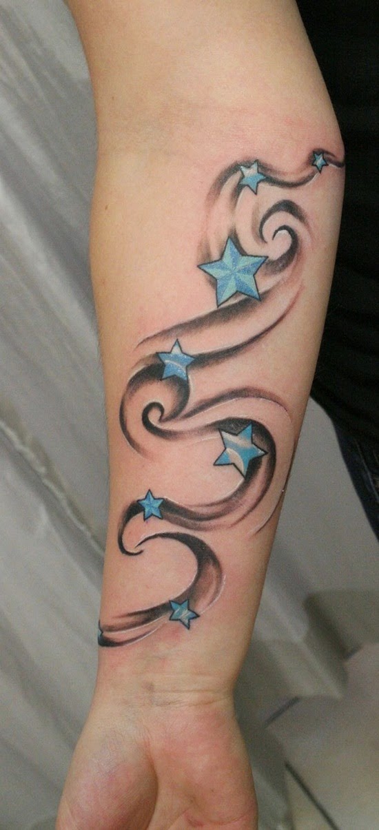 Blue Stars Shading Tattoo Designs