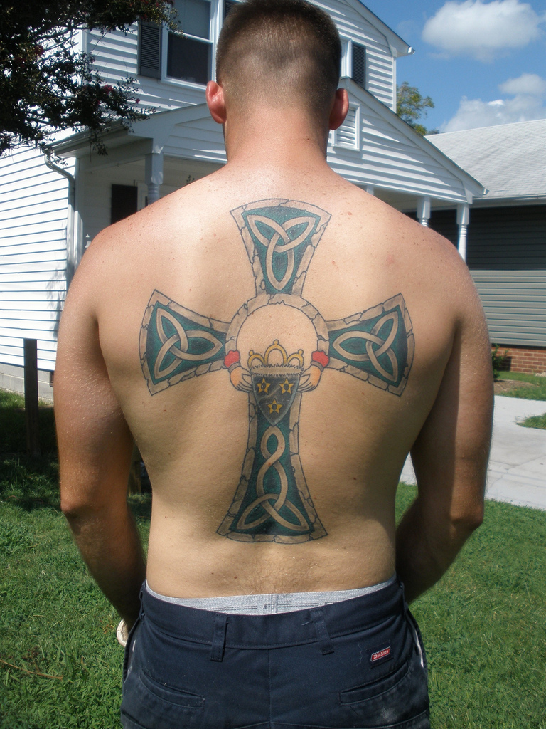 Celtic Cross Back Tattoo