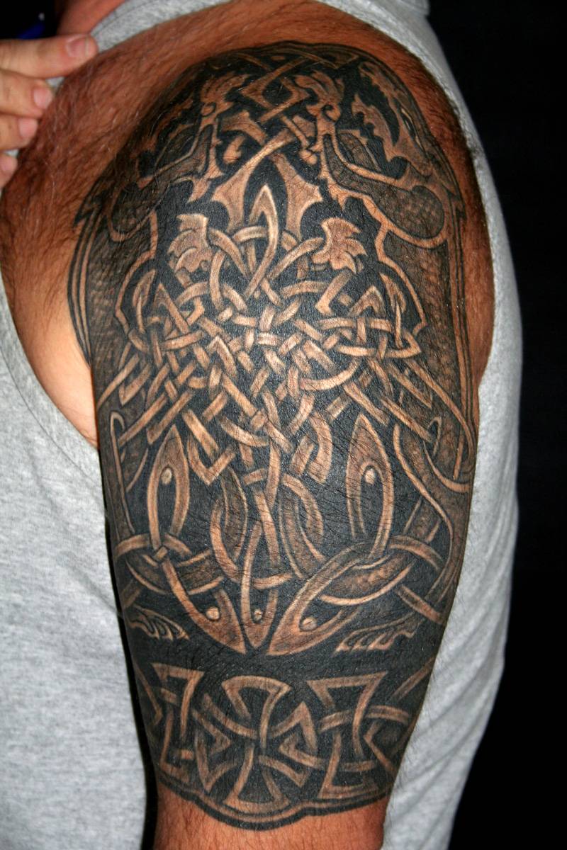 Celtic Knotwork and Animals Half Sleeve Tattoo