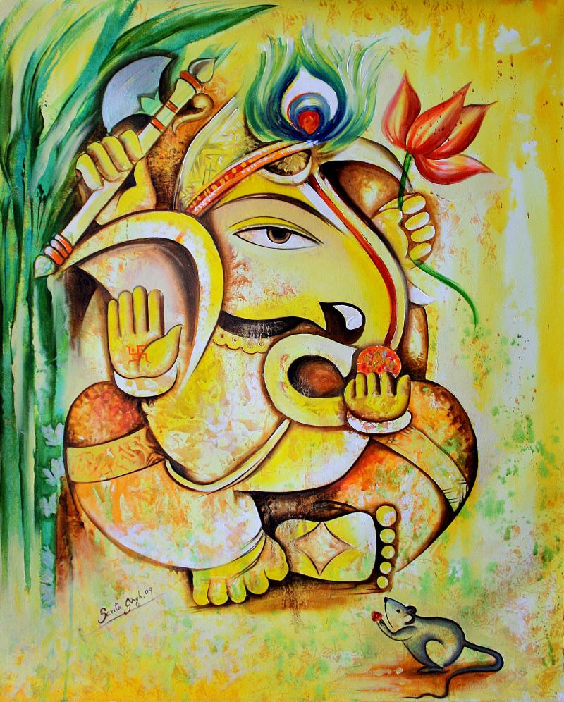 Cool Lord Ganesha Oil Paintings