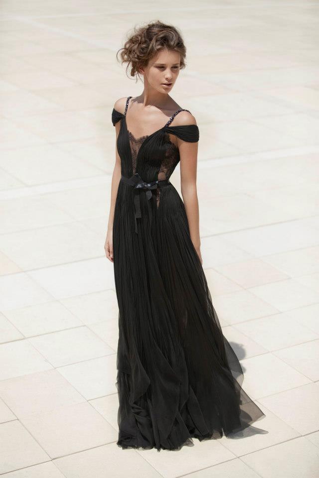 Daring Black Bridesmaid Dress with Peekaboo lace