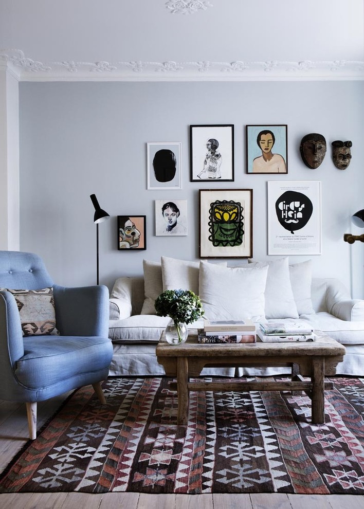 Decorative Framed Art home interior design Eclectic Living Room Los Angeles