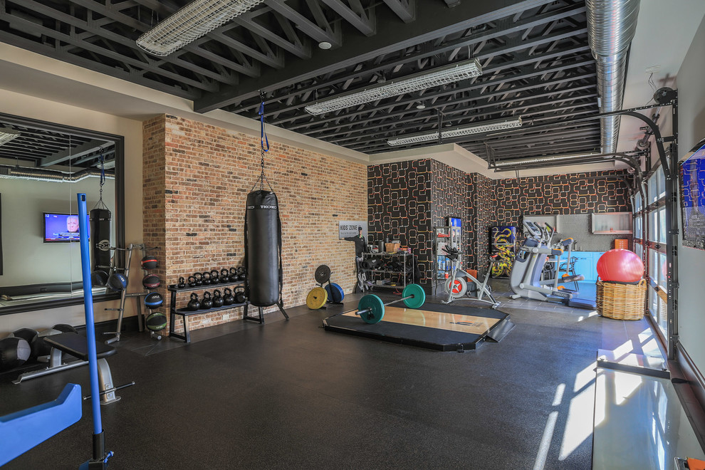 Excellent Home Gym Design Garage With Gym Equipment Decorating Ideas