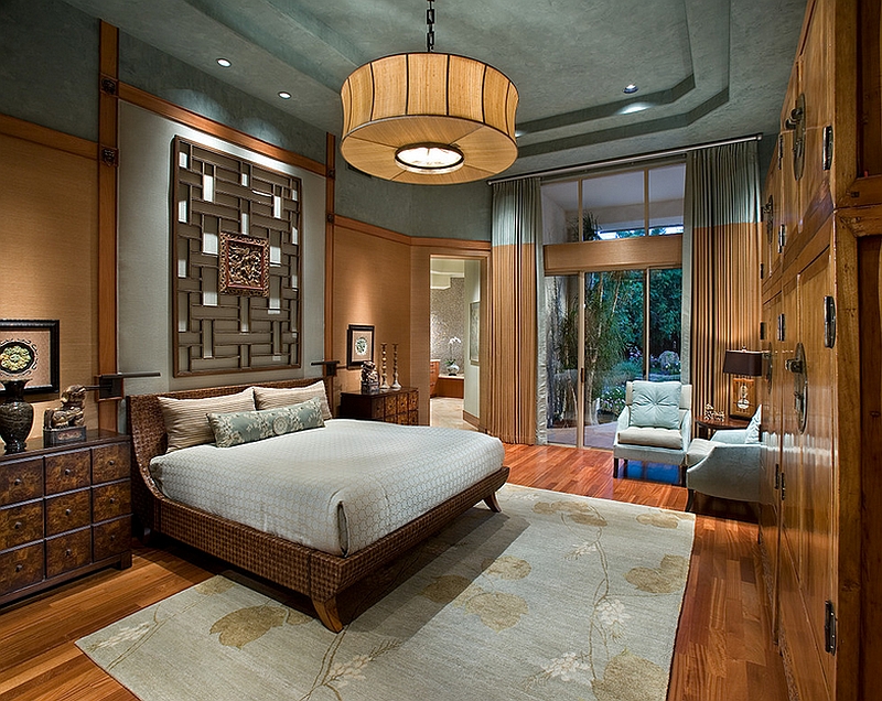 Exquisite master bedroom with an Asian theme