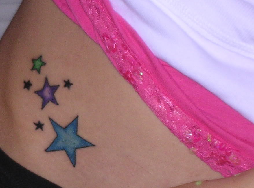 Girl Star Tattoos On Hip