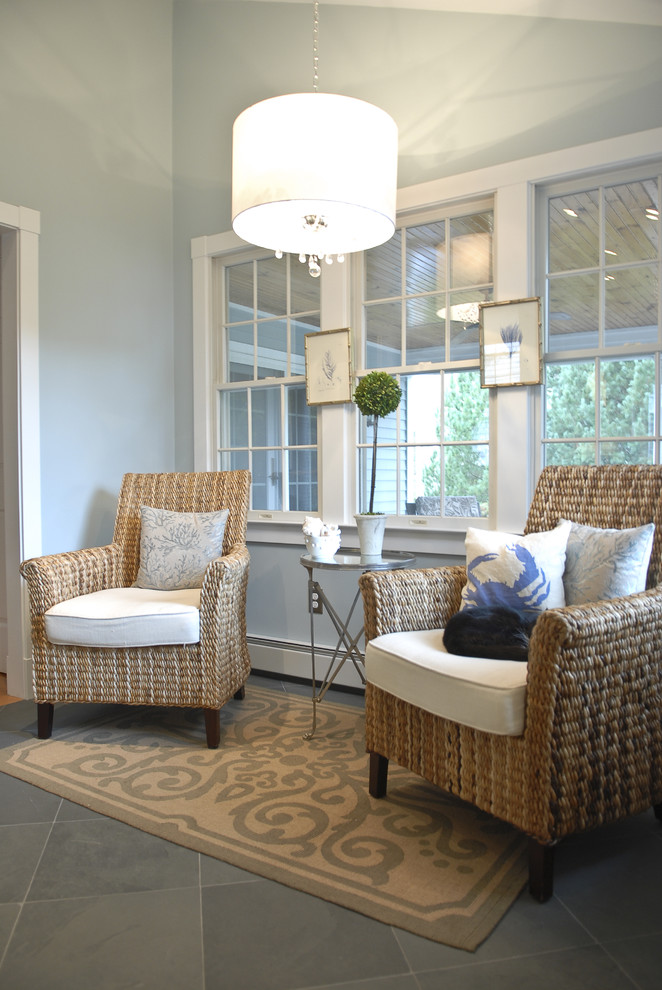 Glamorous Wicker Chair home interior design Beach Style Living Room