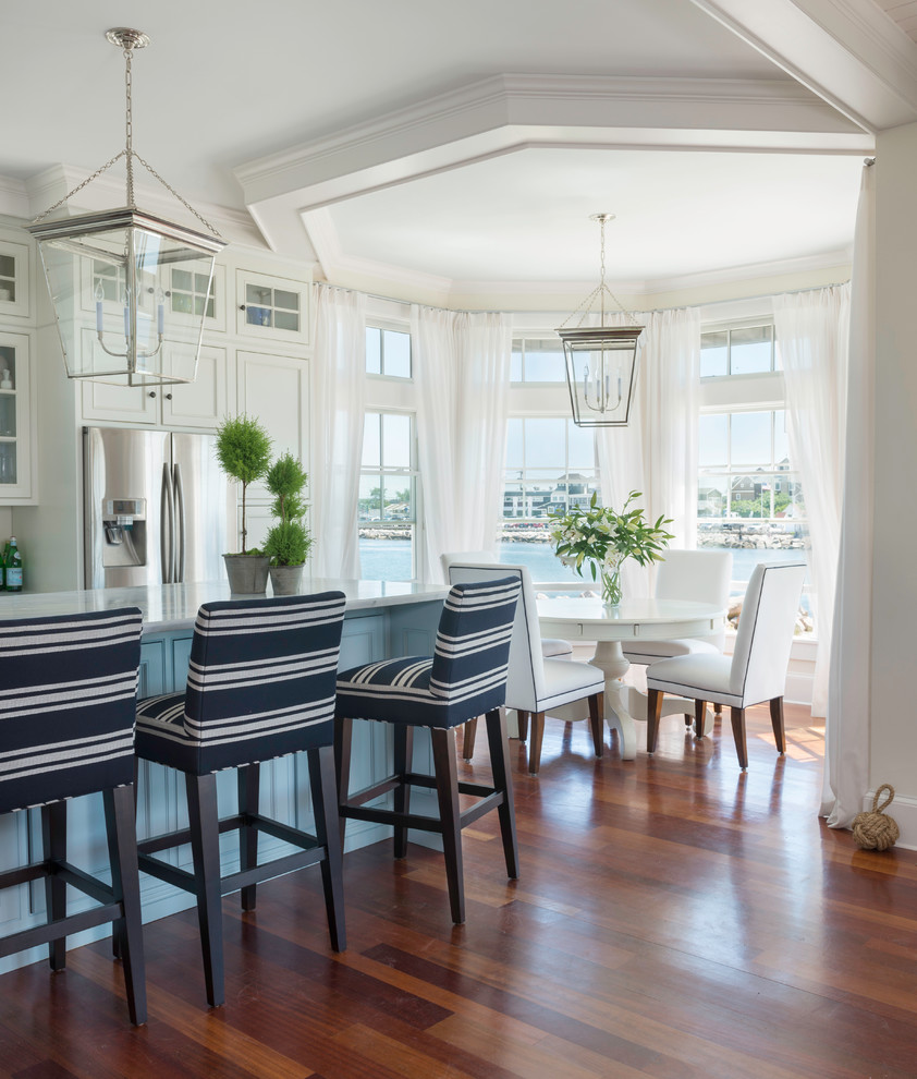 Good-Looking-Blue-Bar-Stools-home-interior-design-Beach-Style-Dining-Room-Providence