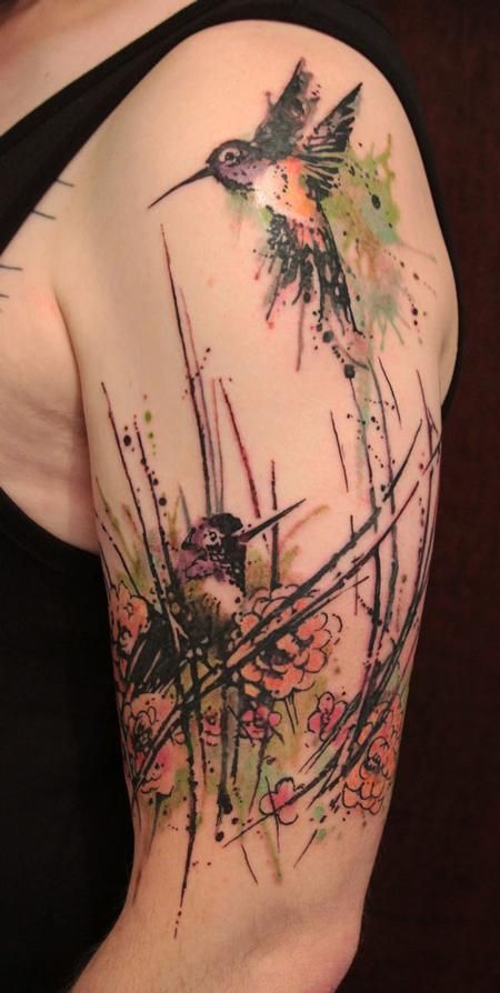 Hummingbird Blossom Tattoo