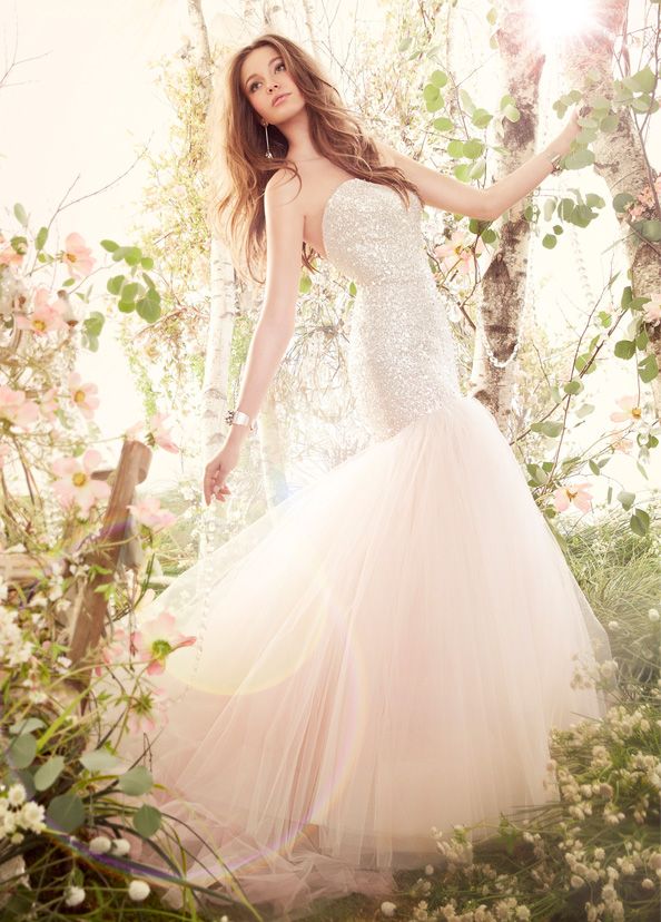 Jim Hjelm pastel Wedding gown blush pink