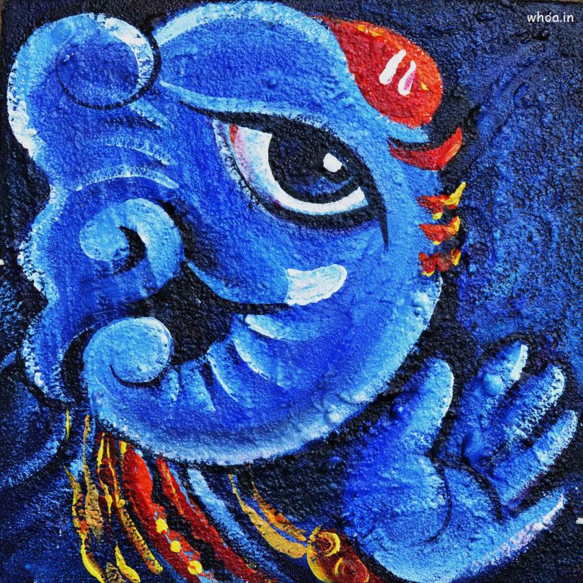 Lord Ganesha Blue Color Painting