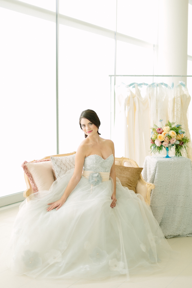 Pastel alice padrul blue bridal gown