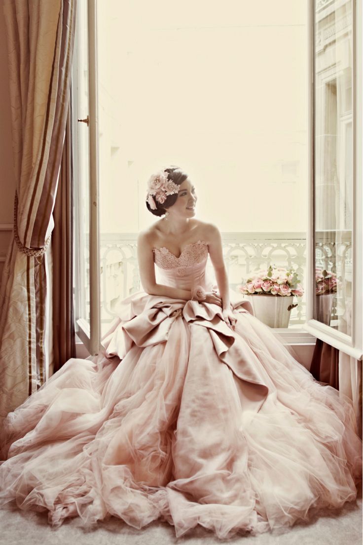 Pastel wedding dress pink