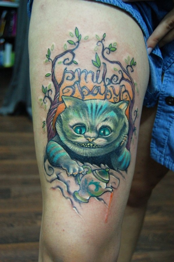Scary cat tattoo by Jukan
