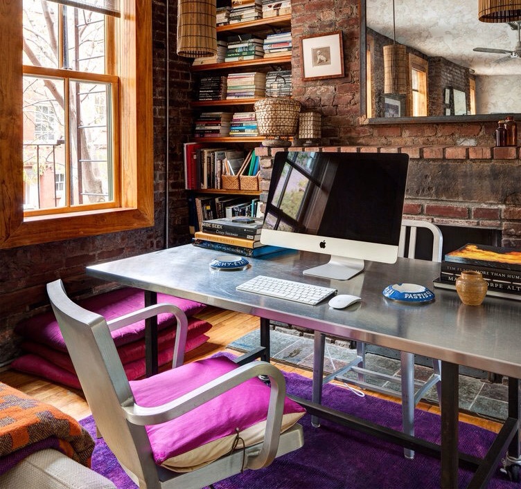 Small-Industrial-Style-Home-Office-with-Exposed-Brick