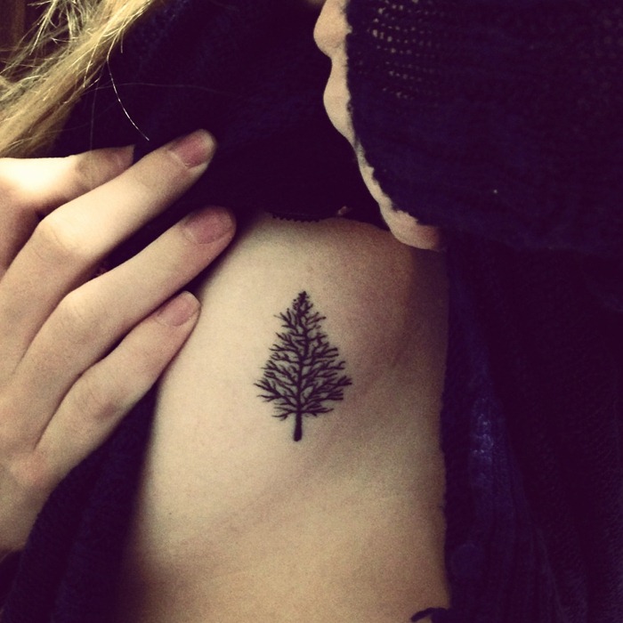 Small Tree Tattoo on Side for Girls