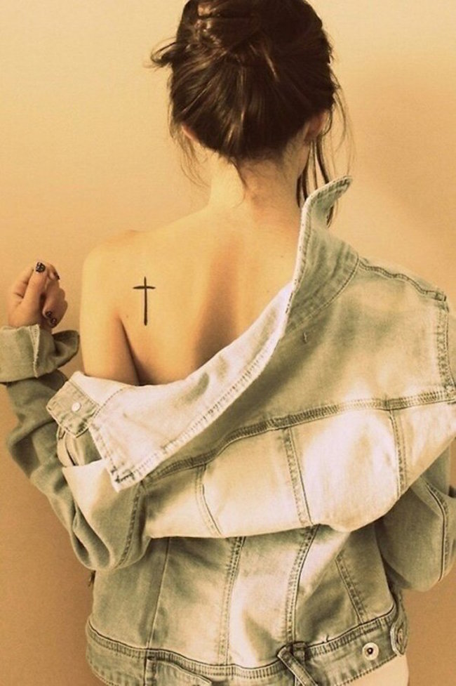 Small cross tattoo for girl