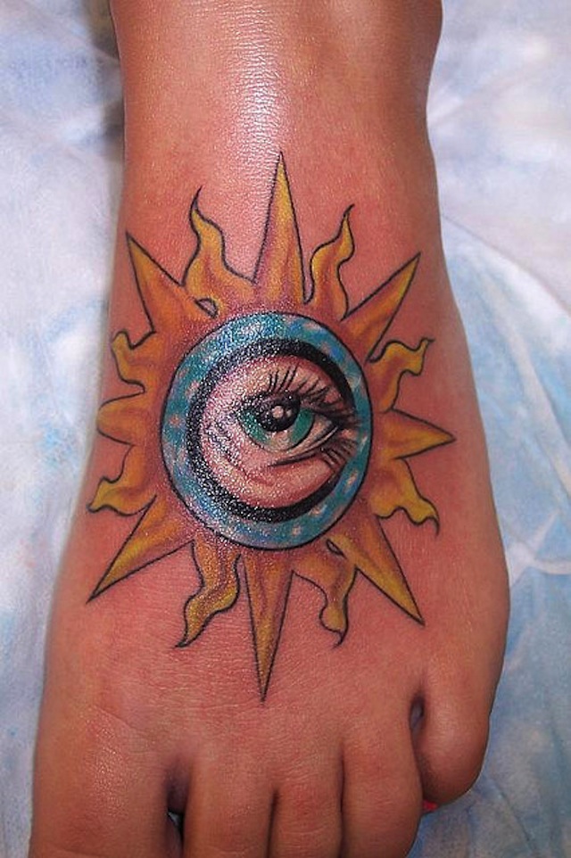 Sun Eye Foot Tattoo