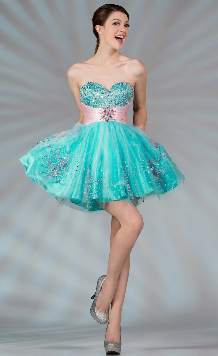 Turquoise Mini Prom Dress for Prom or Homecoming Ball