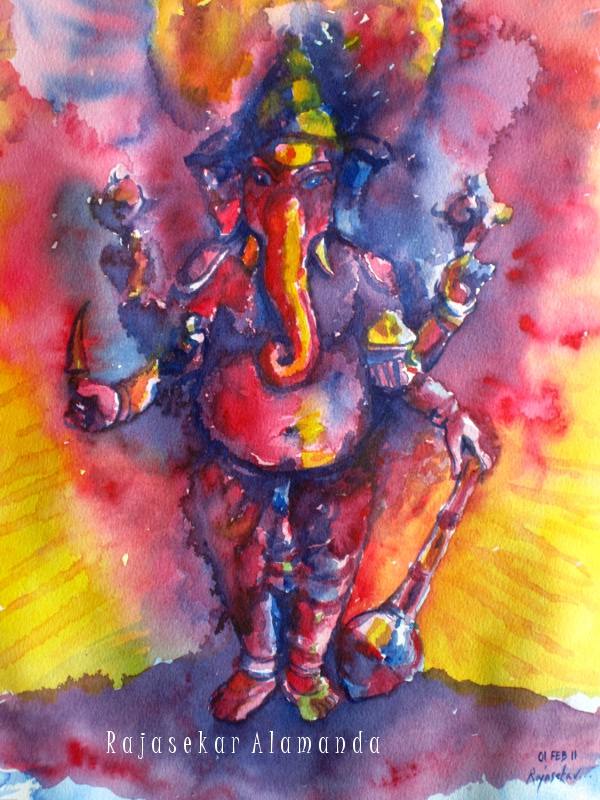 Watercolor painting of Lord Ganesha