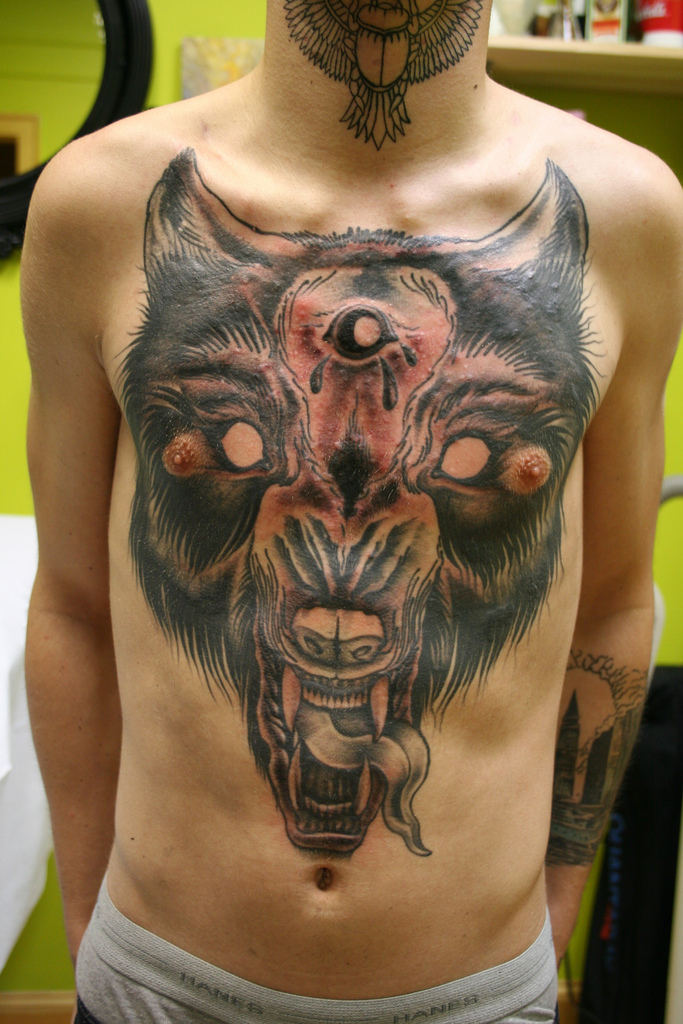 Wolf Chest tattoo