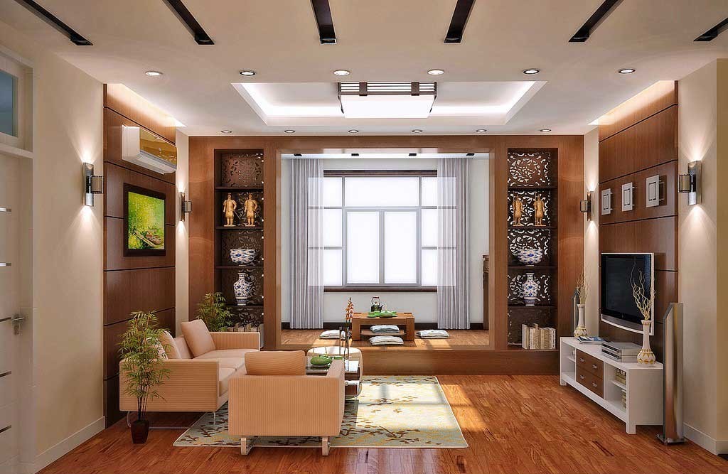 asian-inspired-living-room-with-beautiful-leather-sofa-and-potted-indoor-plant-decor-feat-stylish-bay-window-drapes
