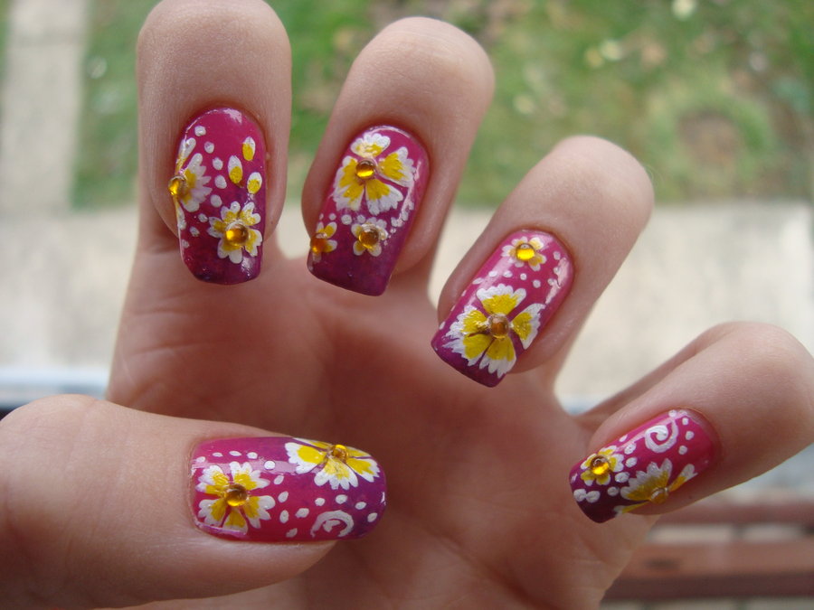 beautiful flower nail art design ideas