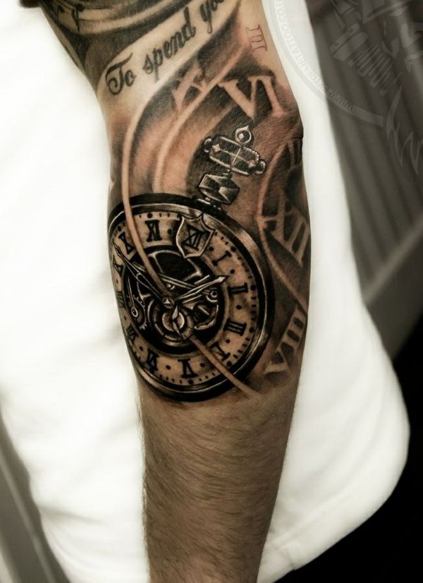 biomechanics tattoo arm tattoos ideas black clock mechanism