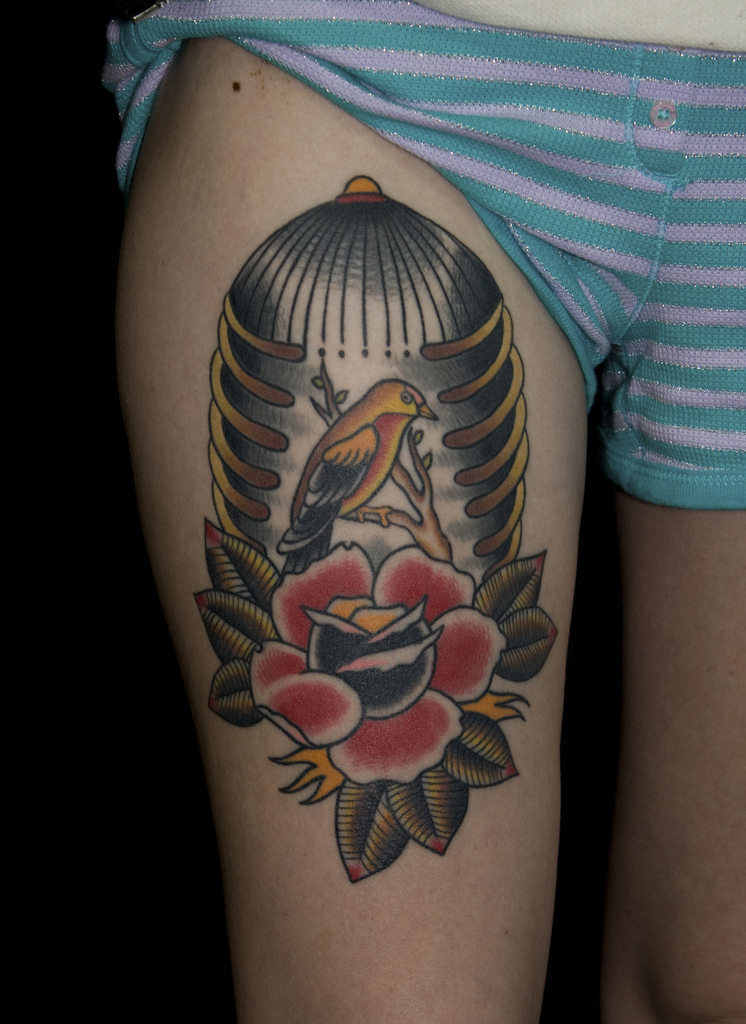 bird rib cage tattoo