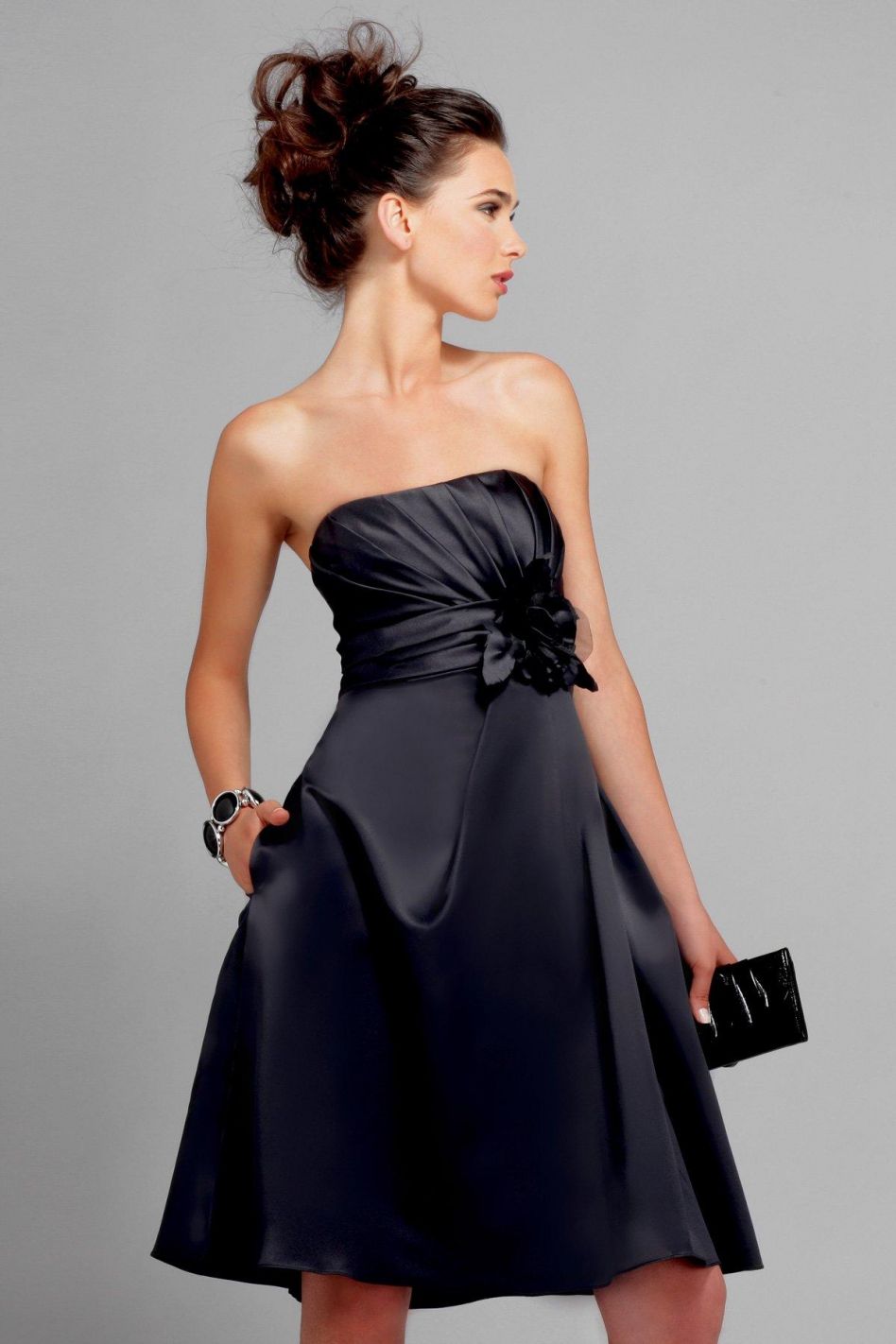 black bridesmaid dress with black sash