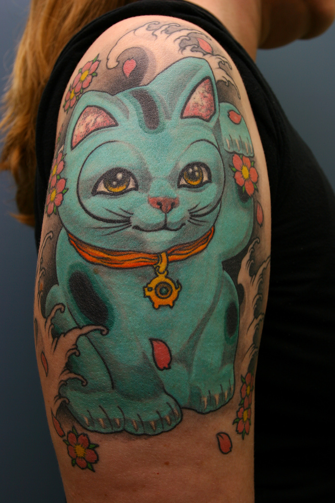 cat tattoo by Filip Leu