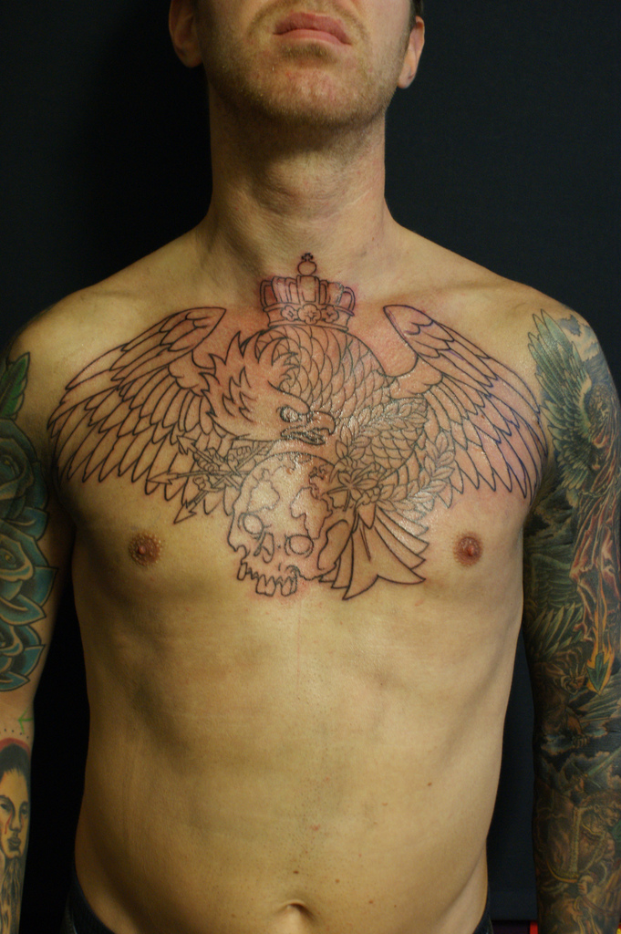 chest engle tattoo