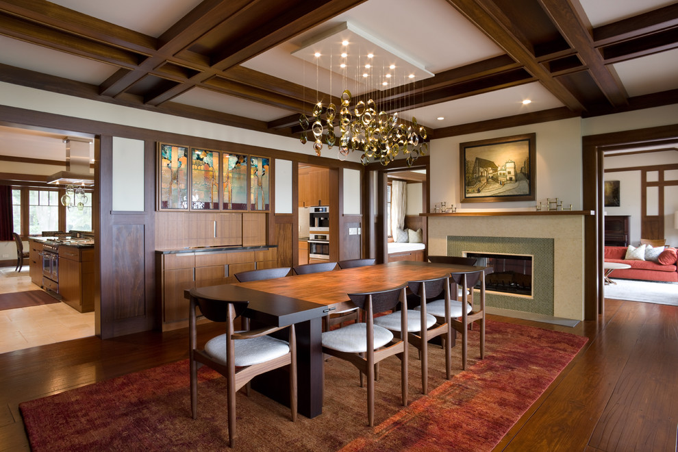 craftsman style decor Dining Room Transitional with Atelier Lapchi ceiling