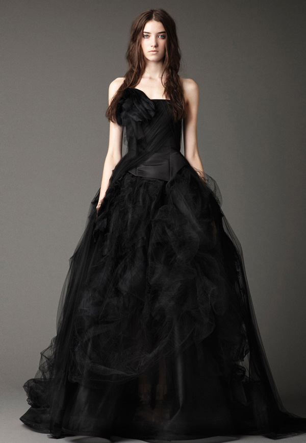 elegant strapless black wedding dresses