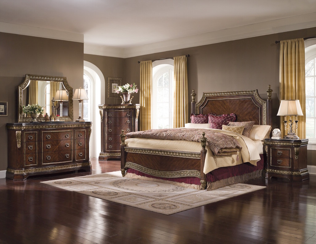 excellent-traditional-bedroom-with-traditional-cherry-and-antique-gold-bedroom
