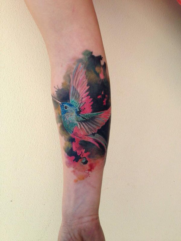 hummingbird forearm tattoo
