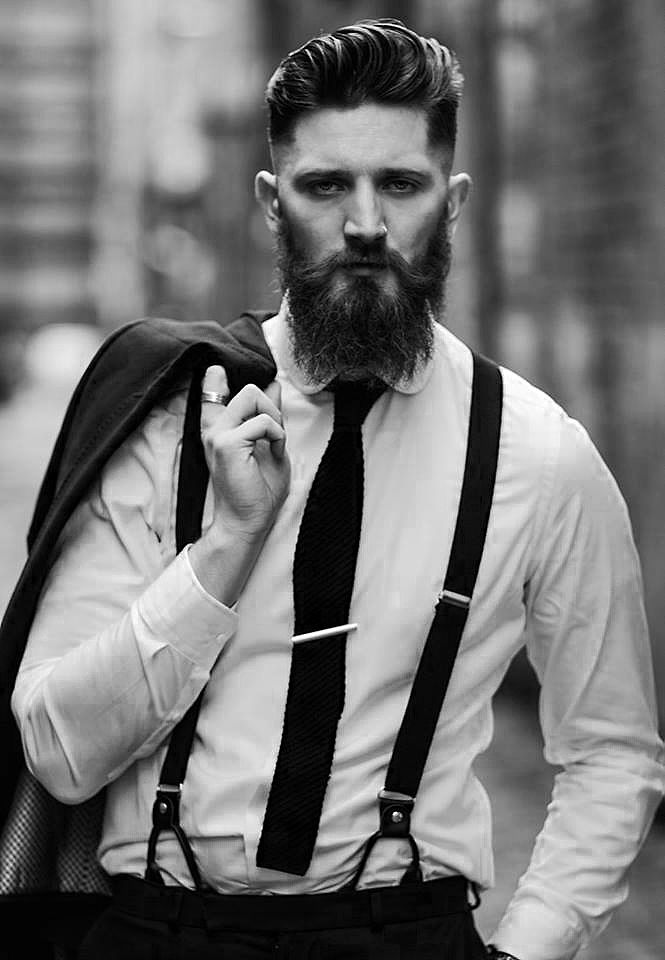 mens' style model fashion dapper suit and tie suspenders