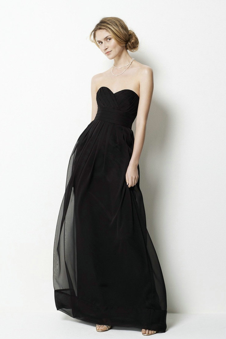 simple cheap black bridesmaid dress with sweetheart neckline