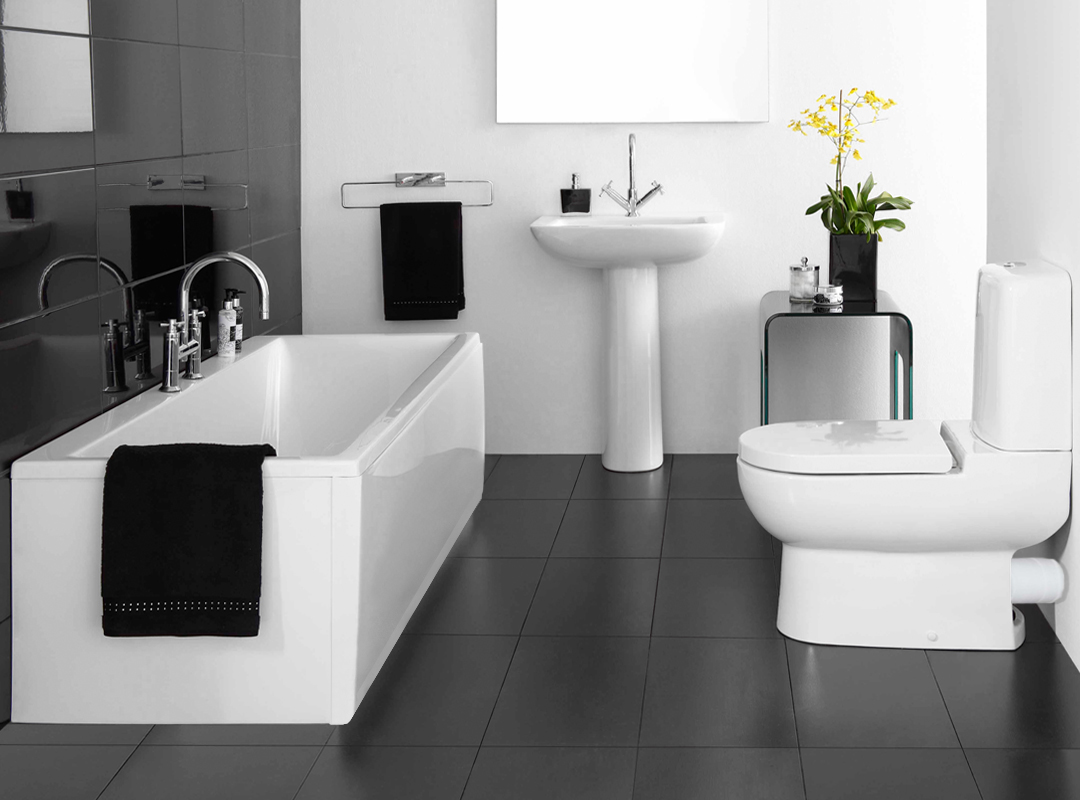 simply-white-modern-bathroom-furniture-with-black-floor-tile-black-bathroom-decoration