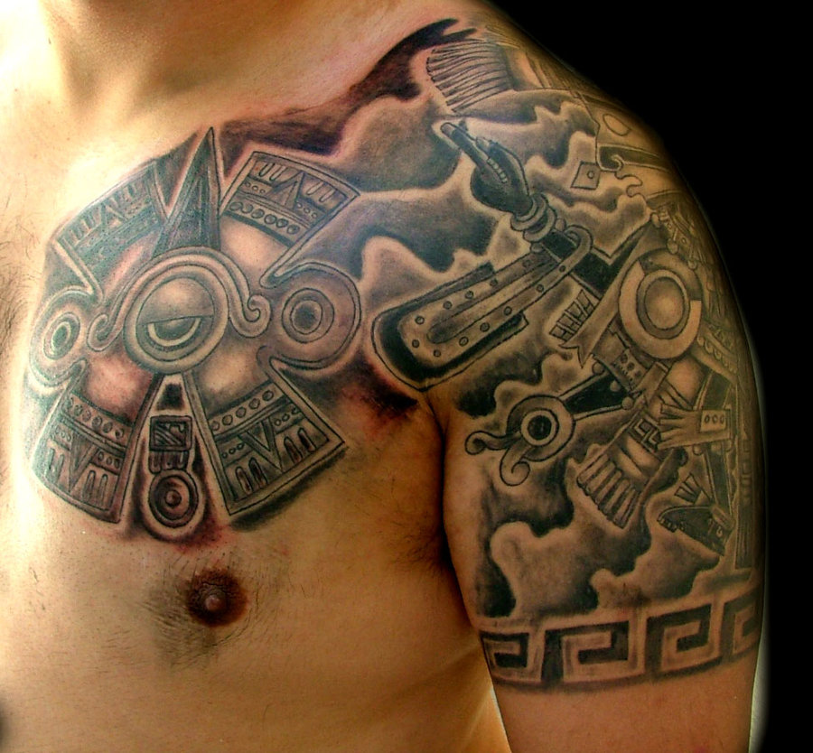 Aztec Tattoo On The Chest For Men