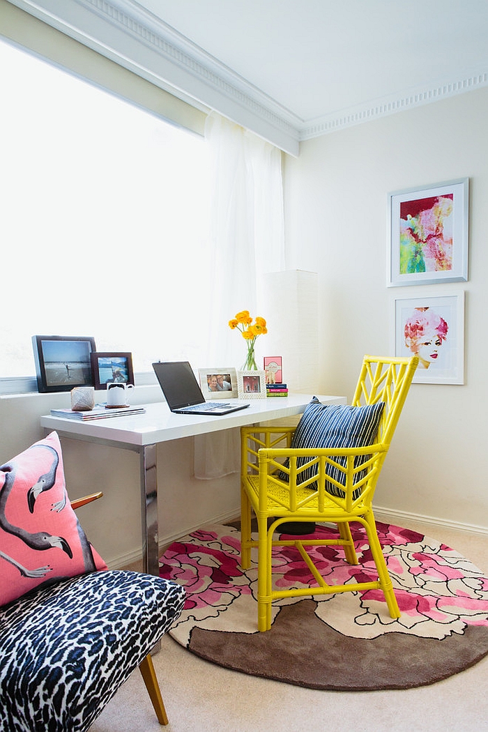Beach style home office with a modern feminine vibe