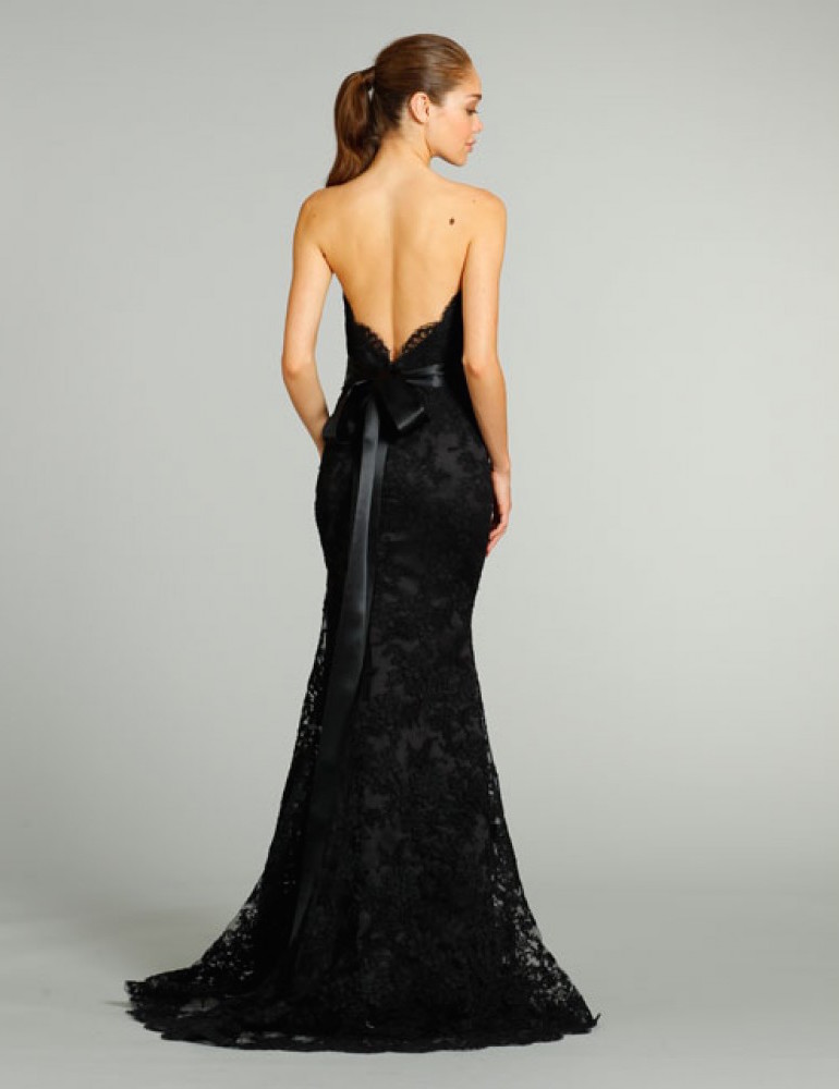 Black Wedding Dresses Open Back Elegant