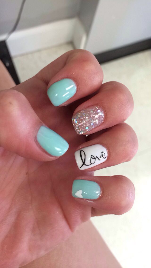 Blue summer gel nails