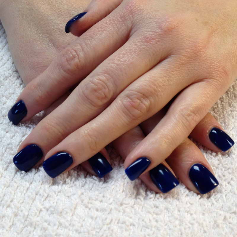 Color Gel Nail Polish on Natural Nails With Blue Color