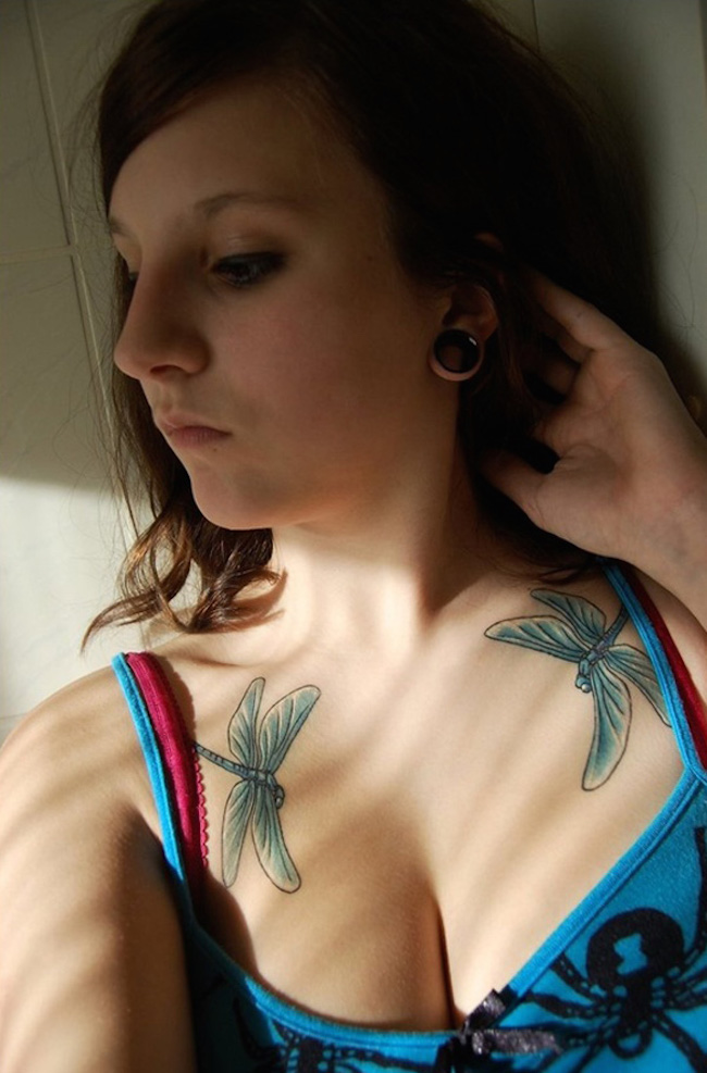 Dragonfly Tattoo on chest