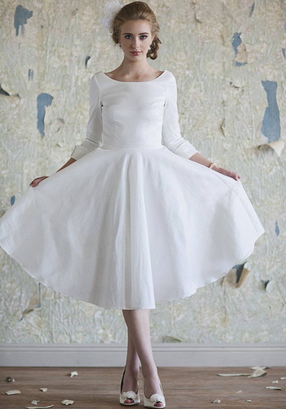 Elegant Tea Length Wedding Dress